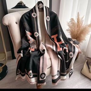 Black and Orange Horse Design Scarf